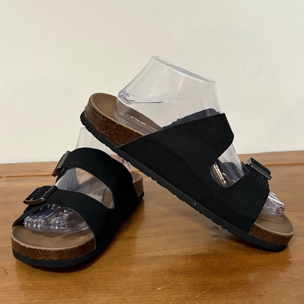 Skechers Luxe Foam Black Suede Women's Sandals Size 9